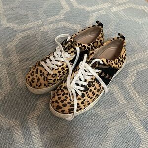 Jack Rogers leopard print faux fur sneakers